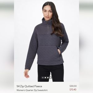 Tentree 1/4 Zip Quilted Fleece, size L, Periscope Grey